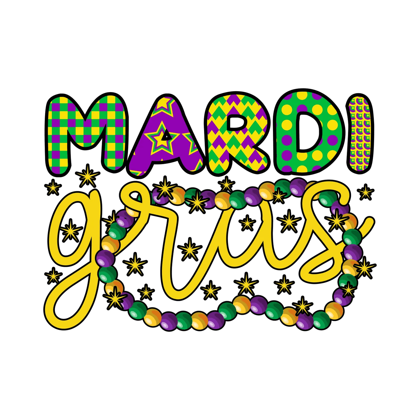Mardi Gras Magic - DTF Ready to Press - Heat Press Transfer