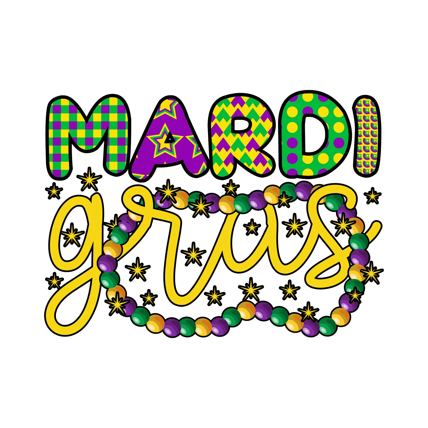 Mardi Gras Magic - DTF Ready to Press - Heat Press Transfer