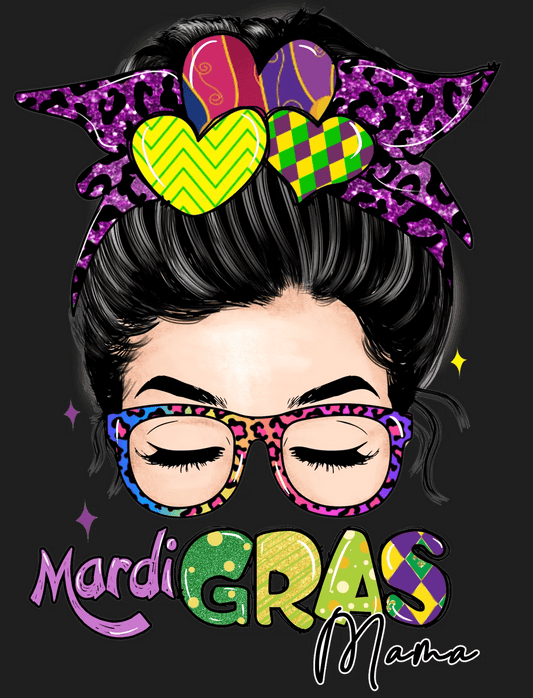 Mardi Gras Mama - DTF Ready to Press - Heat Press Transfer