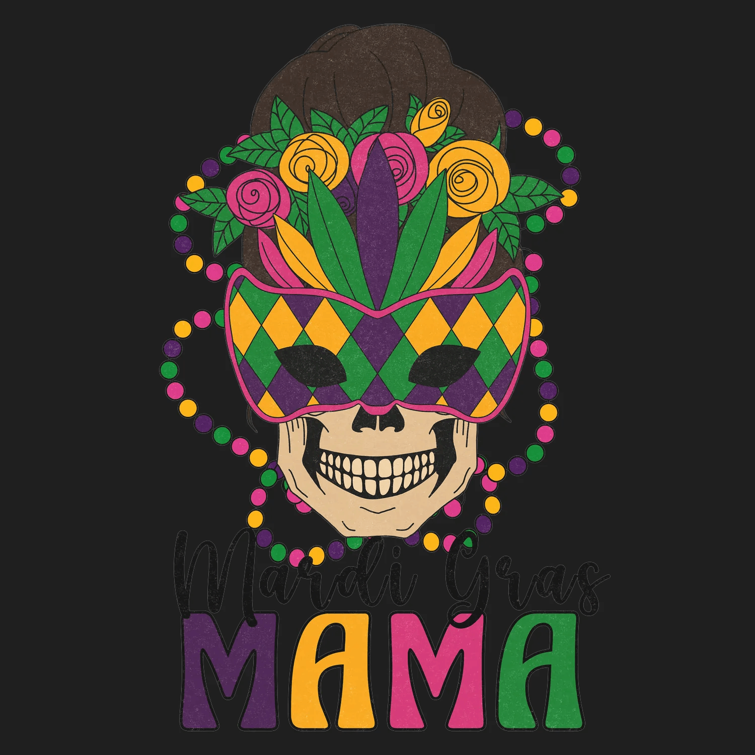 Mardi Gras Mama - DTF Ready to Press - Heat Press Transfer