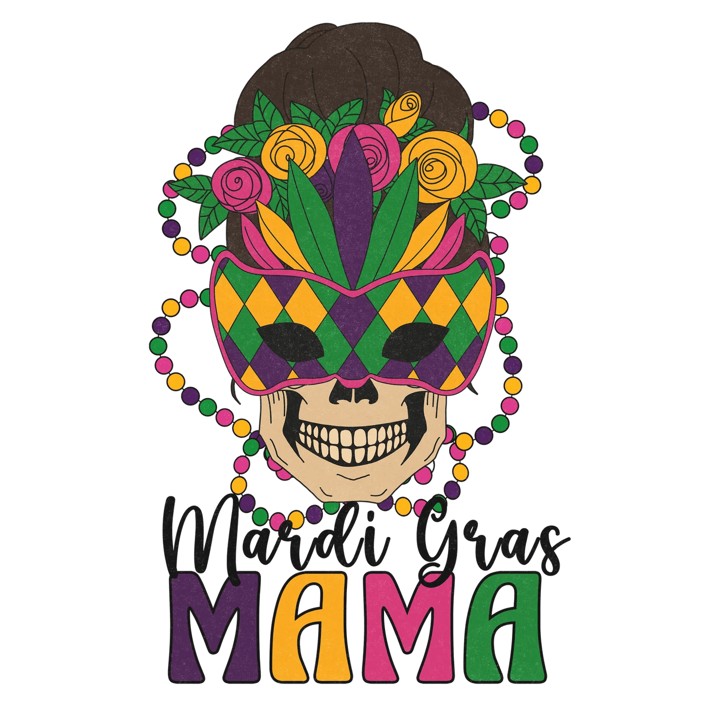 Mardi Gras Mama - DTF Ready to Press - Heat Press Transfer