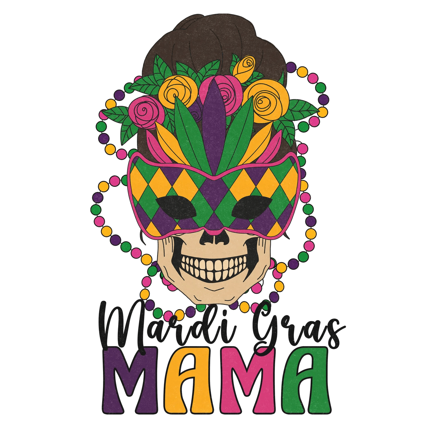 Mardi Gras Mama - DTF Ready to Press - Heat Press Transfer