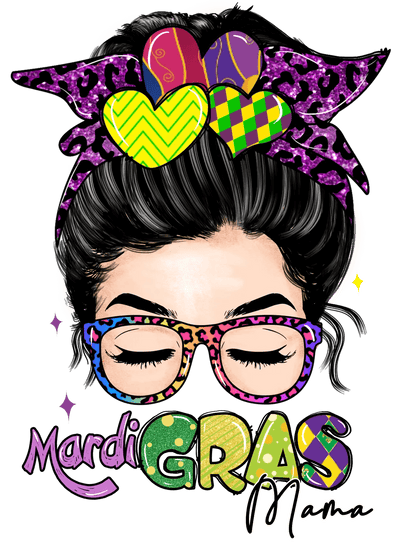 Mardi Gras Mama - DTF Ready to Press - Heat Press Transfer