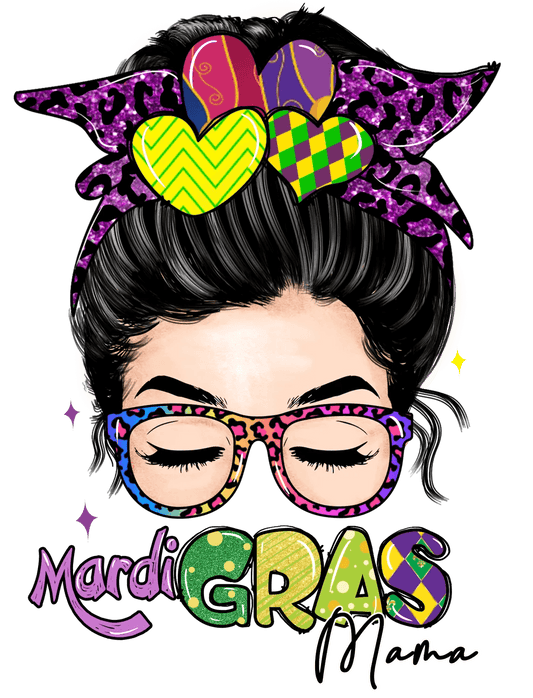 Mardi Gras Mama - DTF Ready to Press - Heat Press Transfer