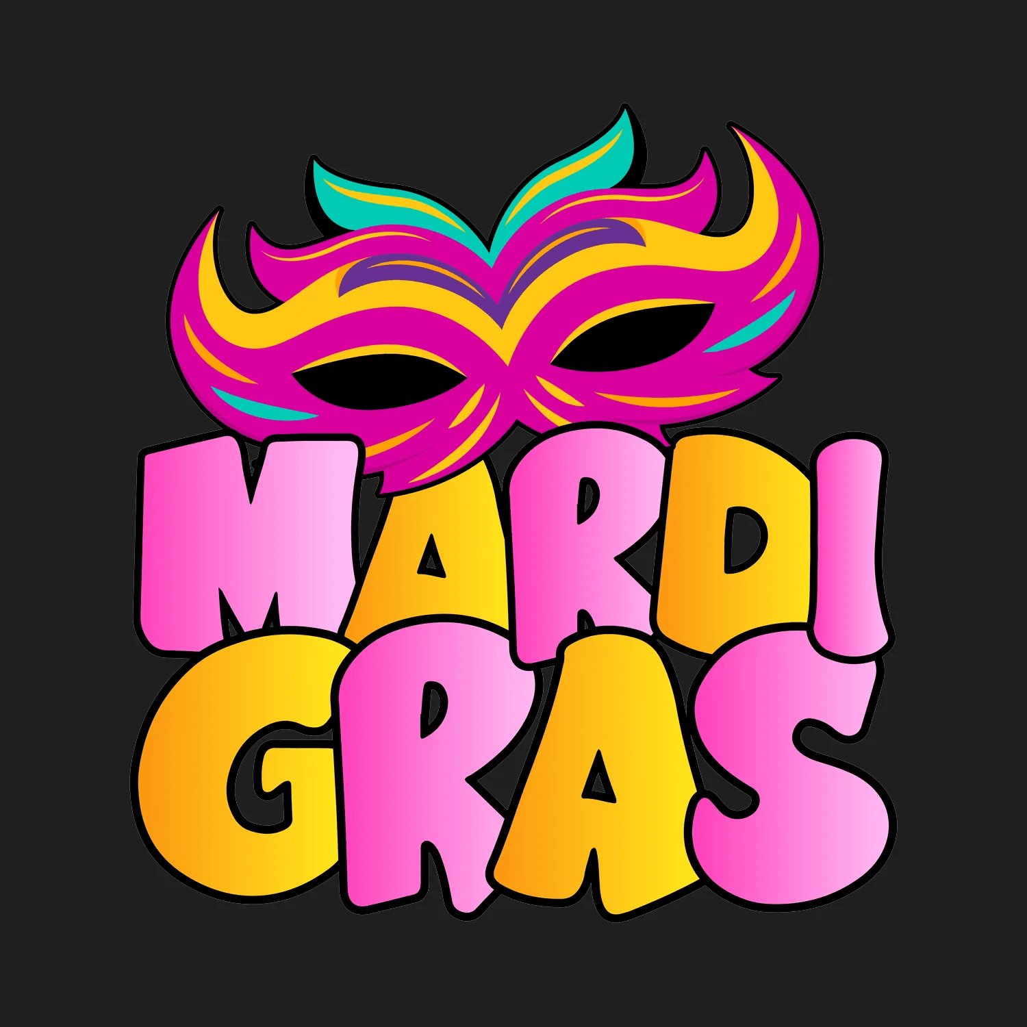 Mardi Gras Mask - DTF Ready to Press - Heat Press Transfer
