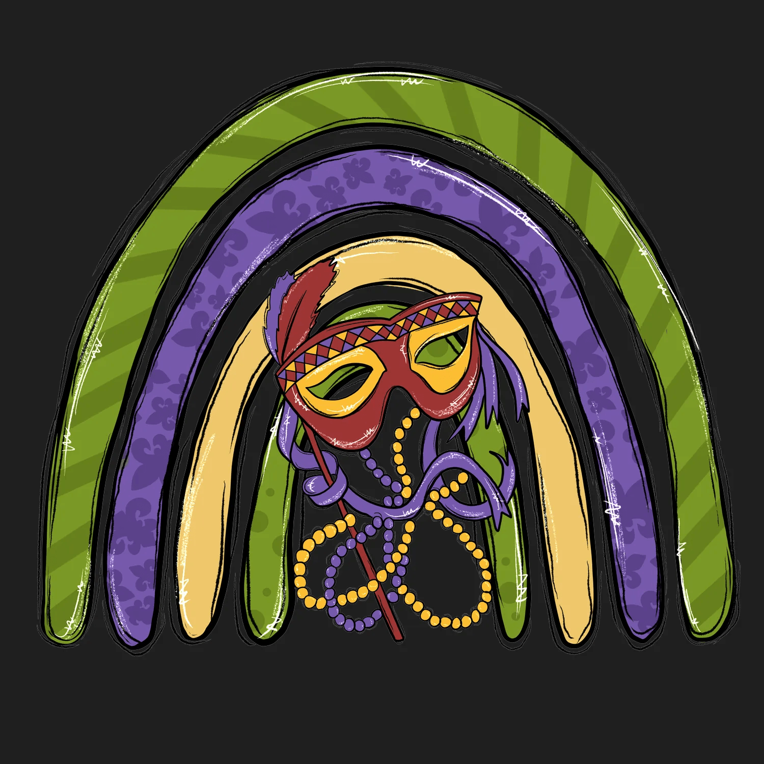 Mardi Gras Mask - DTF Ready to Press - Heat Press Transfer