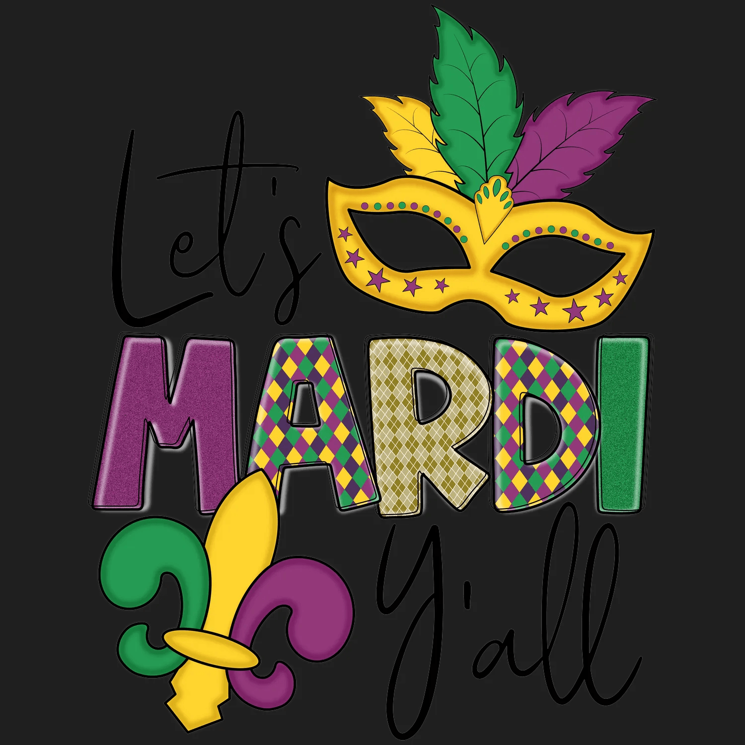 Mardi Gras Mask - DTF Ready to Press - Heat Press Transfer