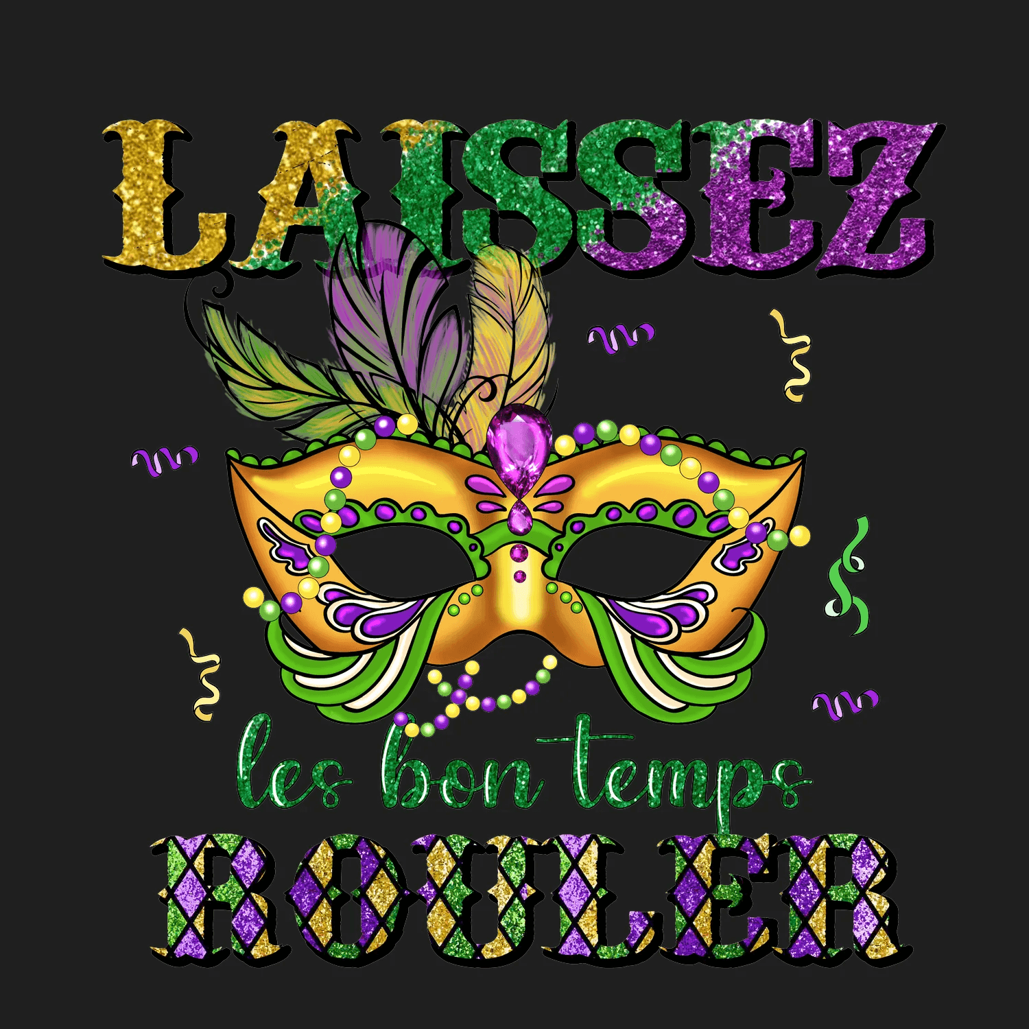 Mardi Gras Mask - DTF Ready to Press - Heat Press Transfer