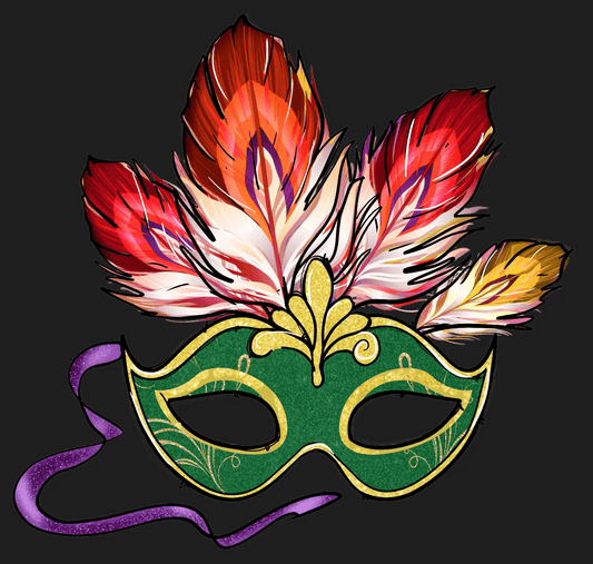 Mardi Gras Mask - DTF Ready to Press - Heat Press Transfer