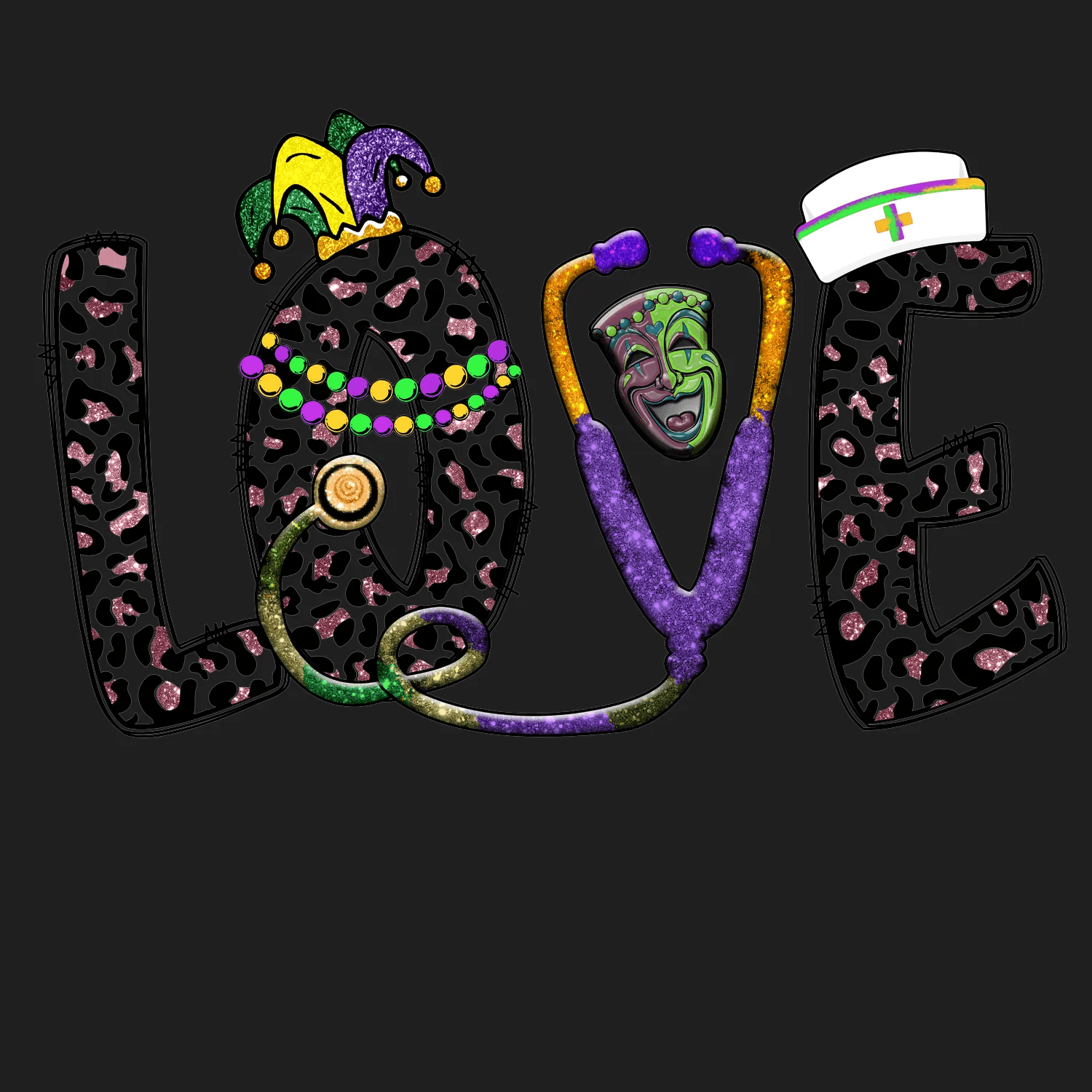 Mardi Gras Mask - DTF Ready to Press - Heat Press Transfer