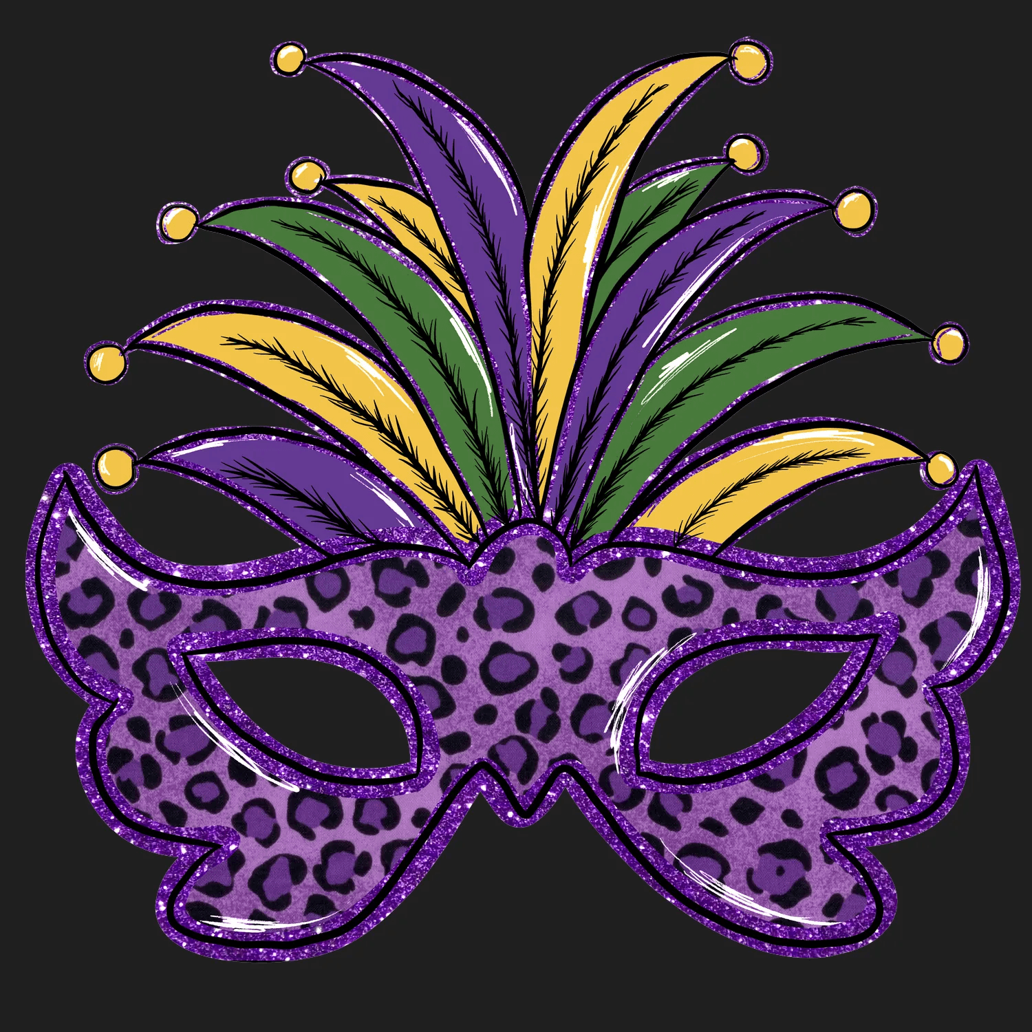 Mardi Gras Mask - DTF Ready to Press - Heat Press Transfer