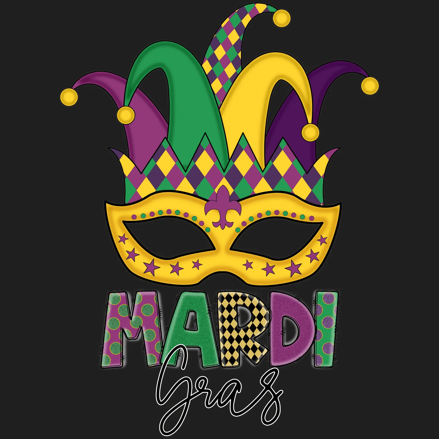 Mardi Gras Mask - DTF Ready to Press - Heat Press Transfer
