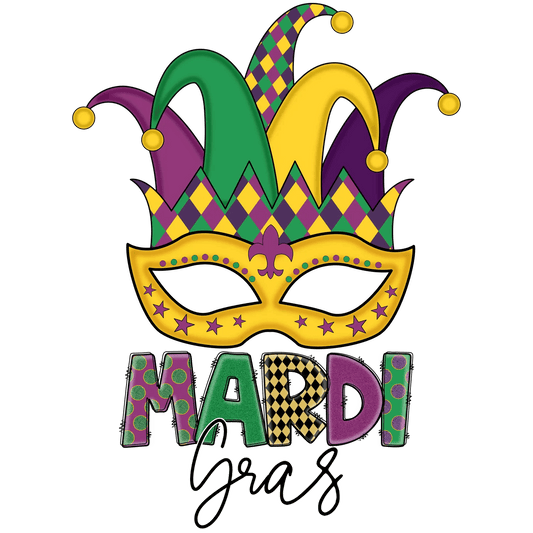 Mardi Gras Mask - DTF Ready to Press - Heat Press Transfer