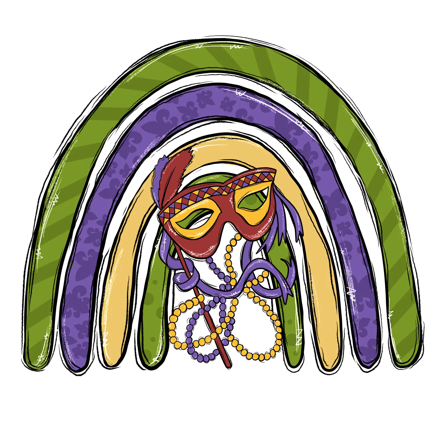Mardi Gras Mask - DTF Ready to Press - Heat Press Transfer