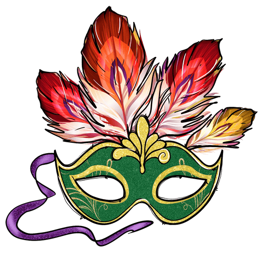 Mardi Gras Mask - DTF Ready to Press - Heat Press Transfer