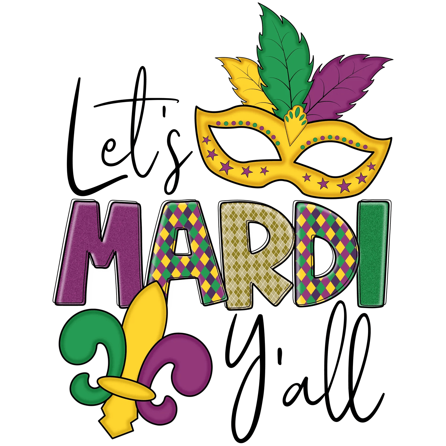 Mardi Gras Mask - DTF Ready to Press - Heat Press Transfer