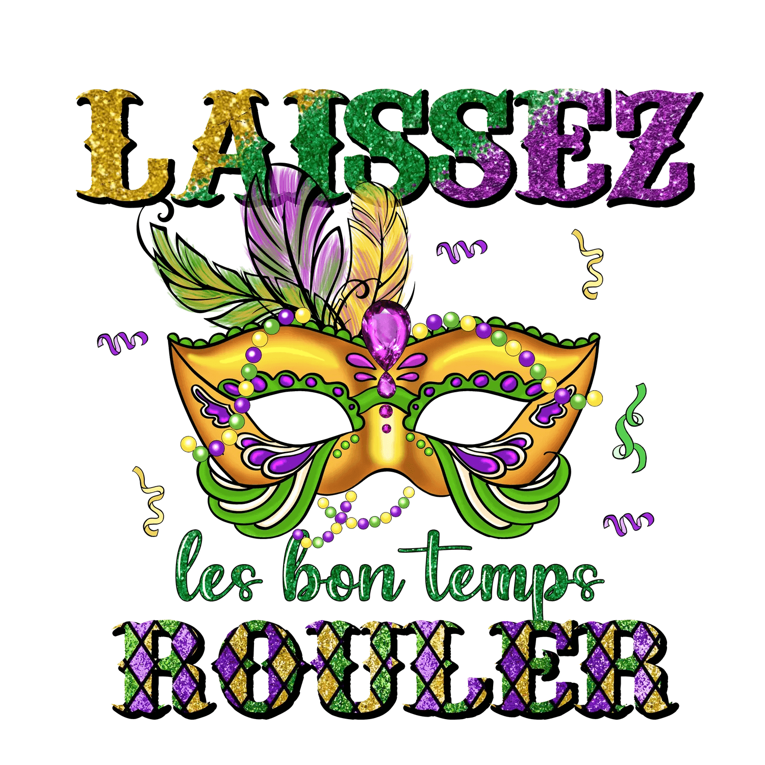 Mardi Gras Mask - DTF Ready to Press - Heat Press Transfer