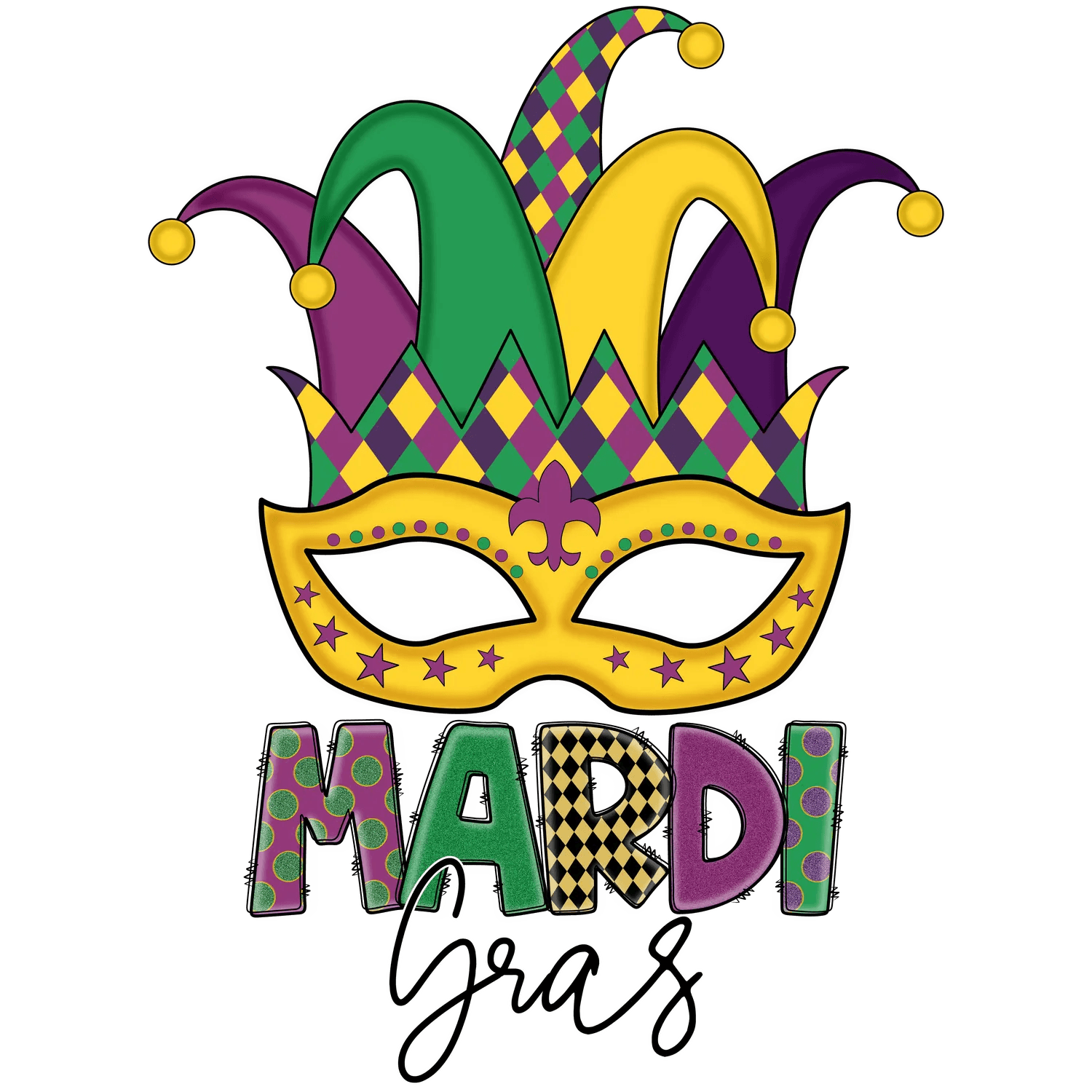 Mardi Gras Mask - DTF Ready to Press - Heat Press Transfer