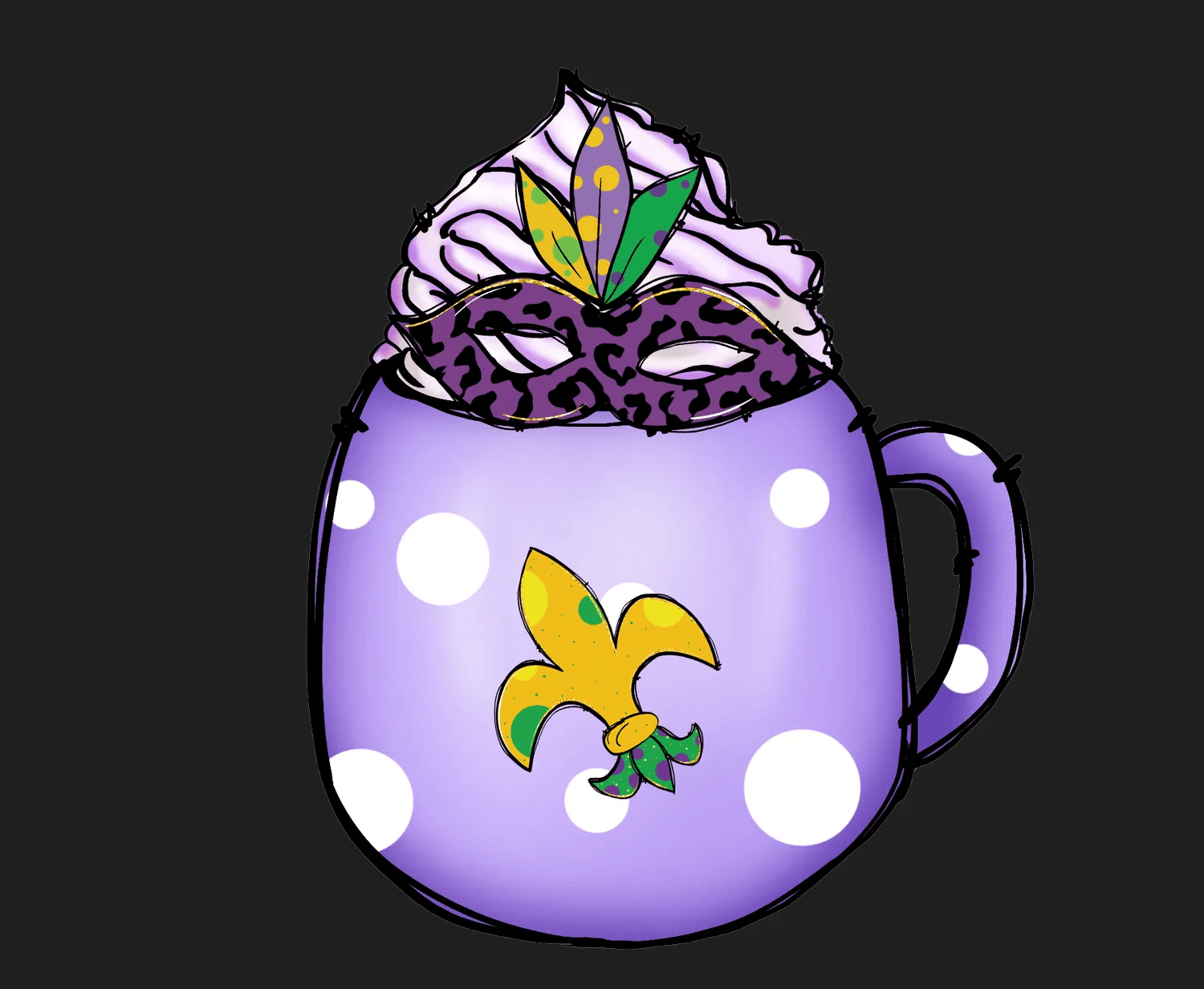 Mardi Gras Mug - DTF Ready to Press - Heat Press Transfer
