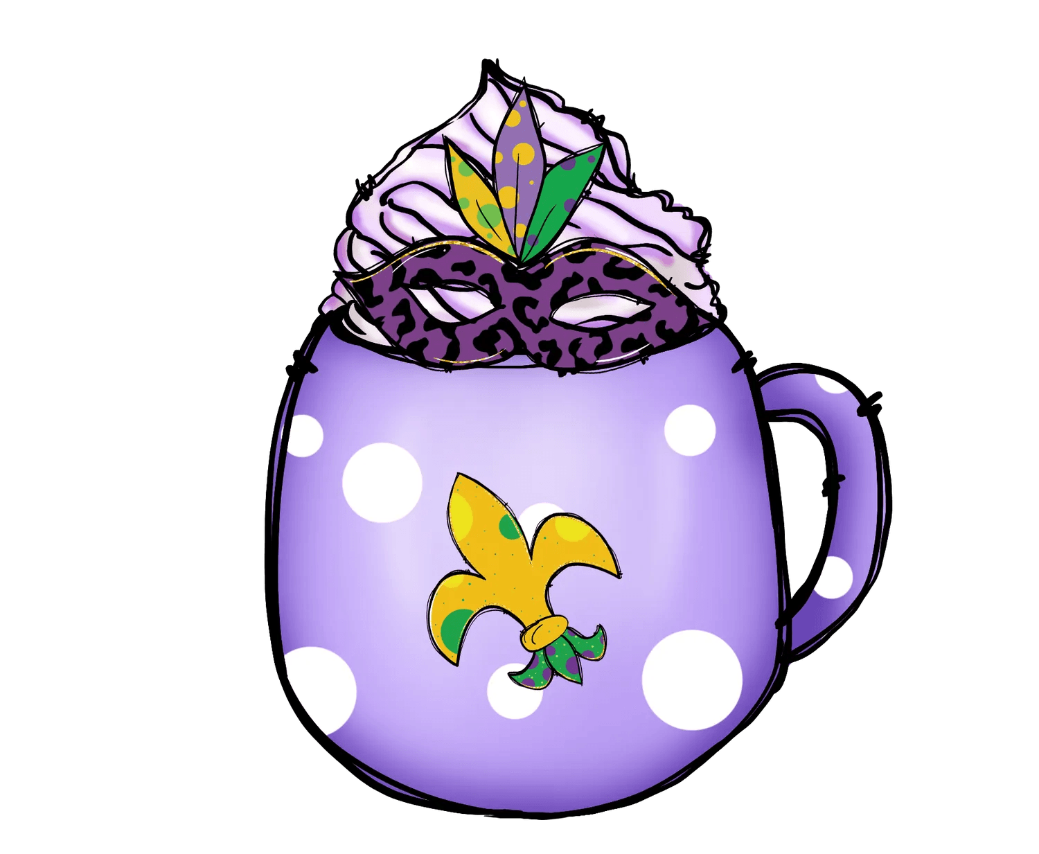 Mardi Gras Mug - DTF Ready to Press - Heat Press Transfer