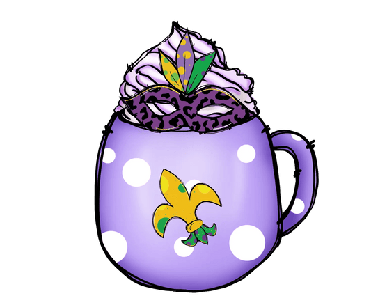 Mardi Gras Mug - DTF Ready to Press - Heat Press Transfer