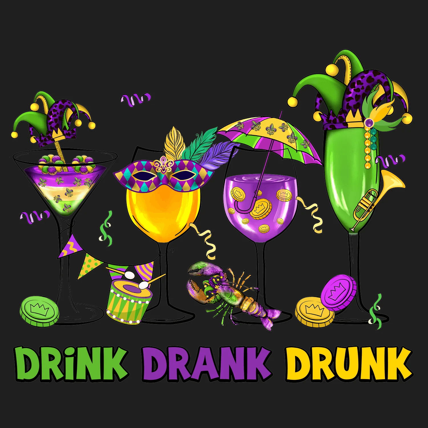 Mardi Gras Party - DTF Ready to Press - Heat Press Transfer