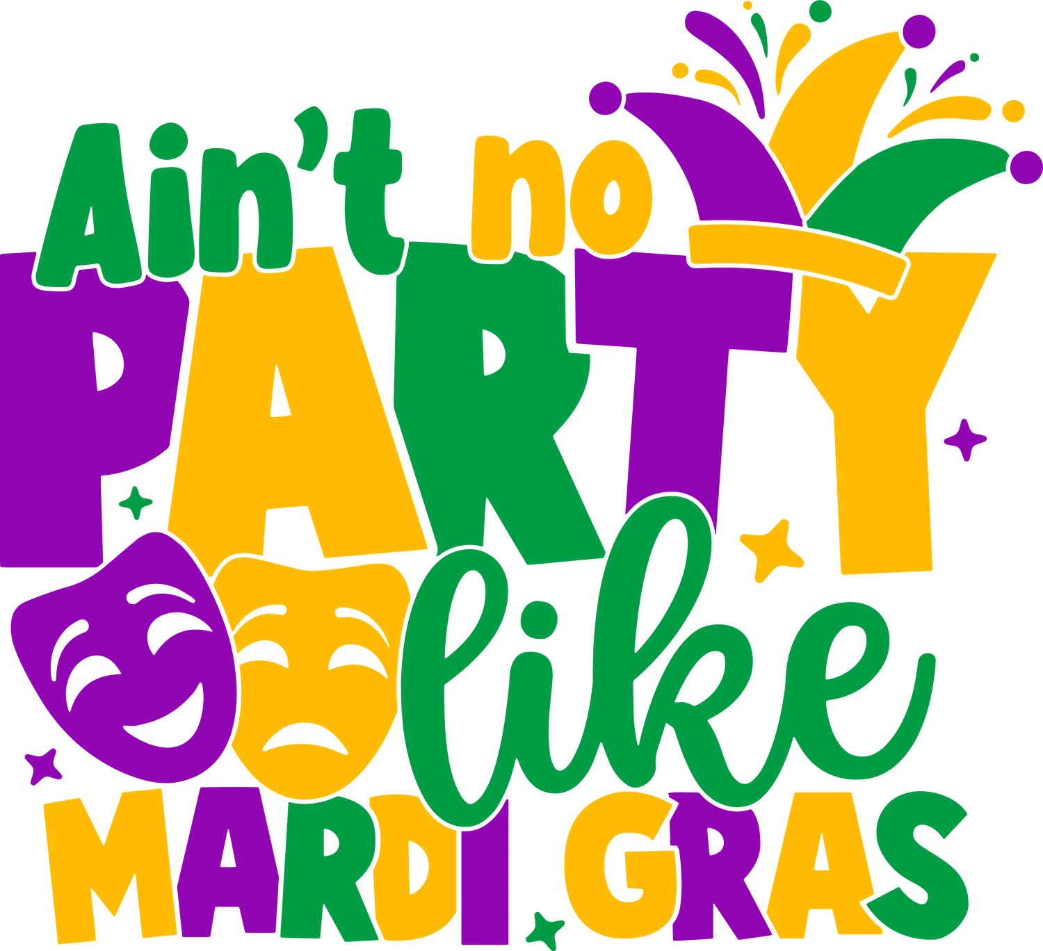 Mardi Gras Party - DTF Ready to Press - Heat Press Transfer