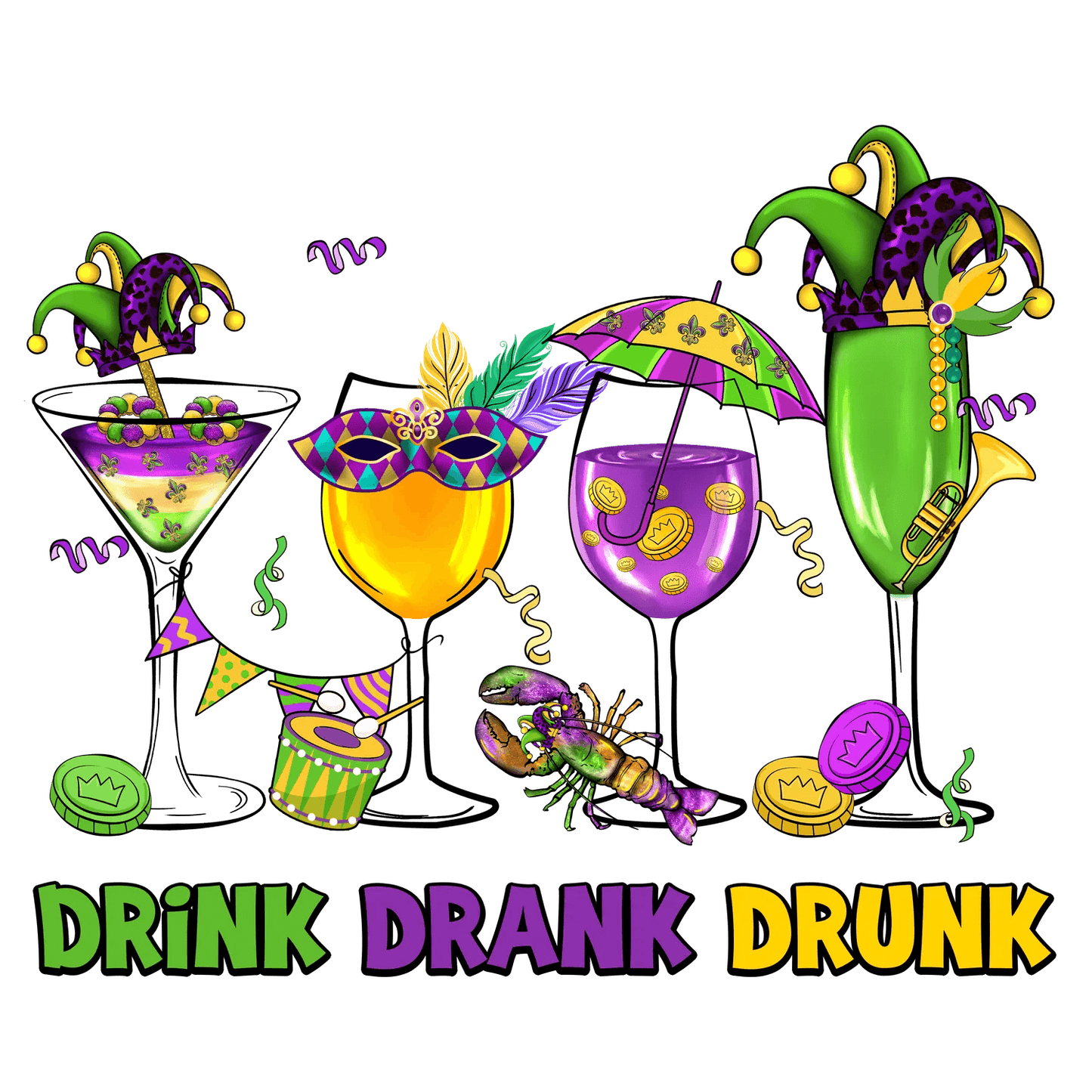 Mardi Gras Party - DTF Ready to Press - Heat Press Transfer