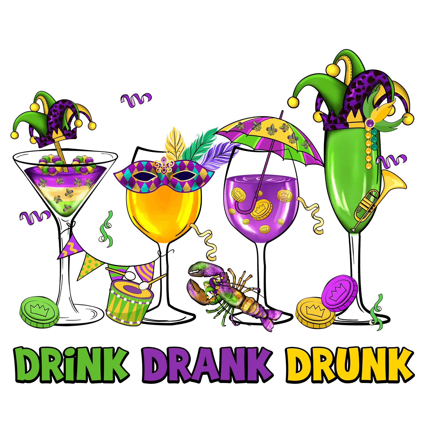 Mardi Gras Party - DTF Ready to Press - Heat Press Transfer