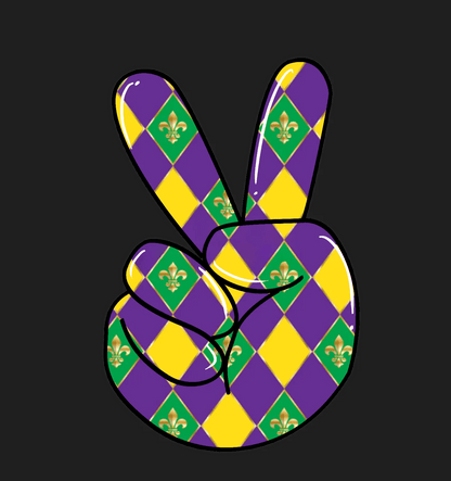 Mardi Gras Peace - DTF Ready to Press - Heat Press Transfer