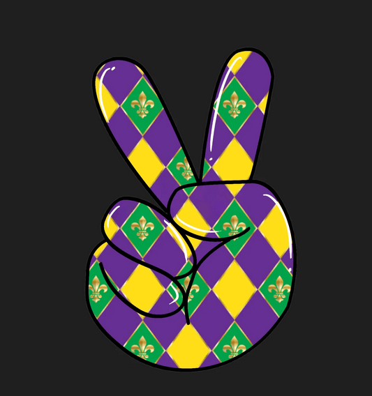 Mardi Gras Peace - DTF Ready to Press - Heat Press Transfer