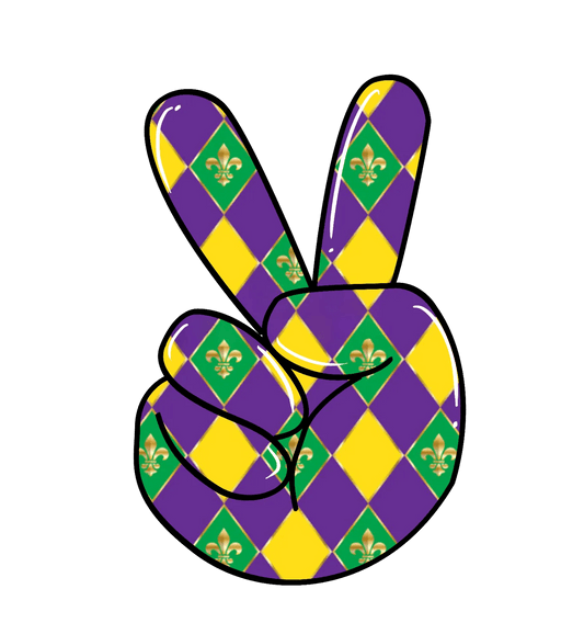 Mardi Gras Peace - DTF Ready to Press - Heat Press Transfer
