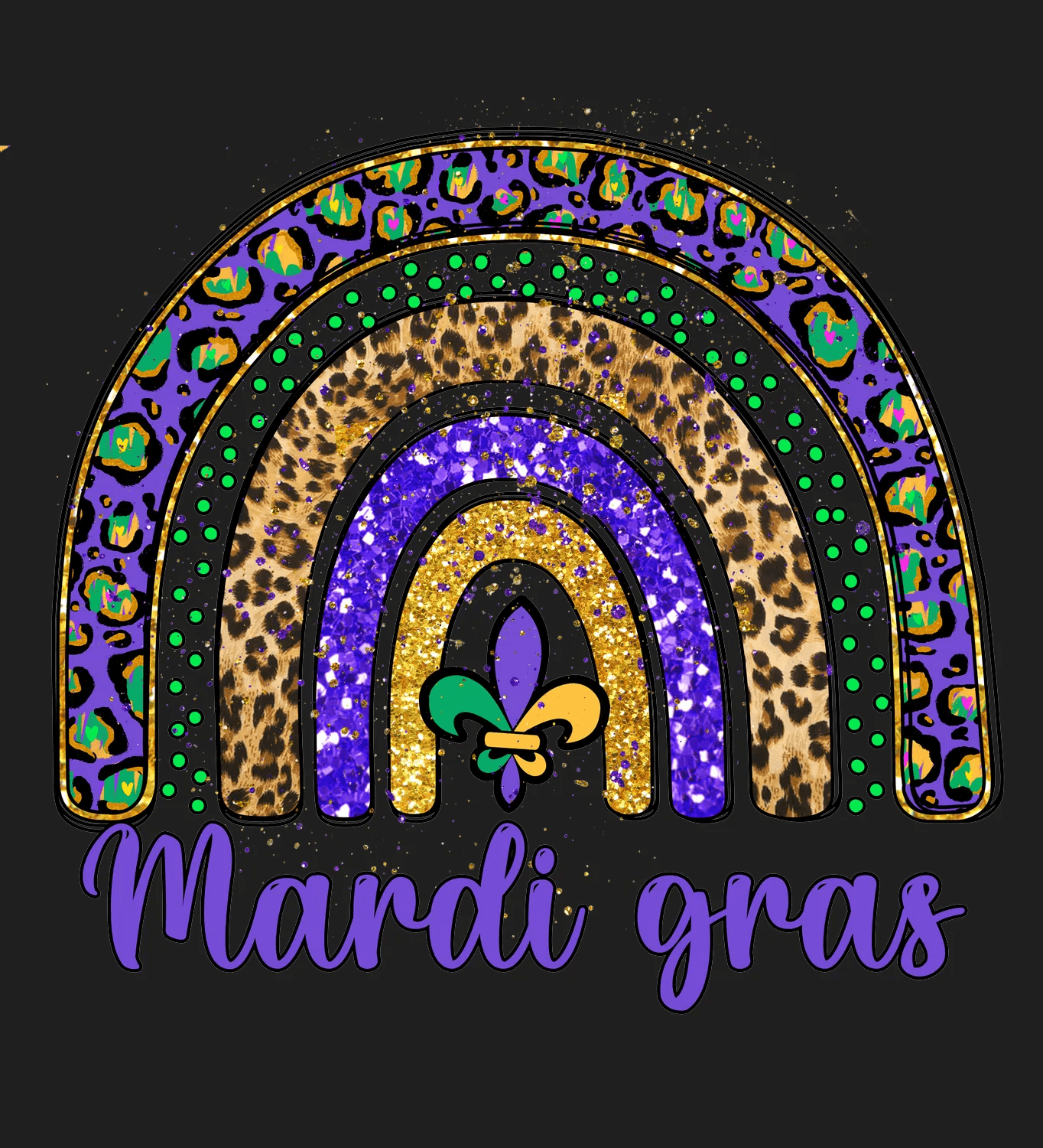 Mardi Gras Rainbow - DTF Ready to Press - Heat Press Transfer