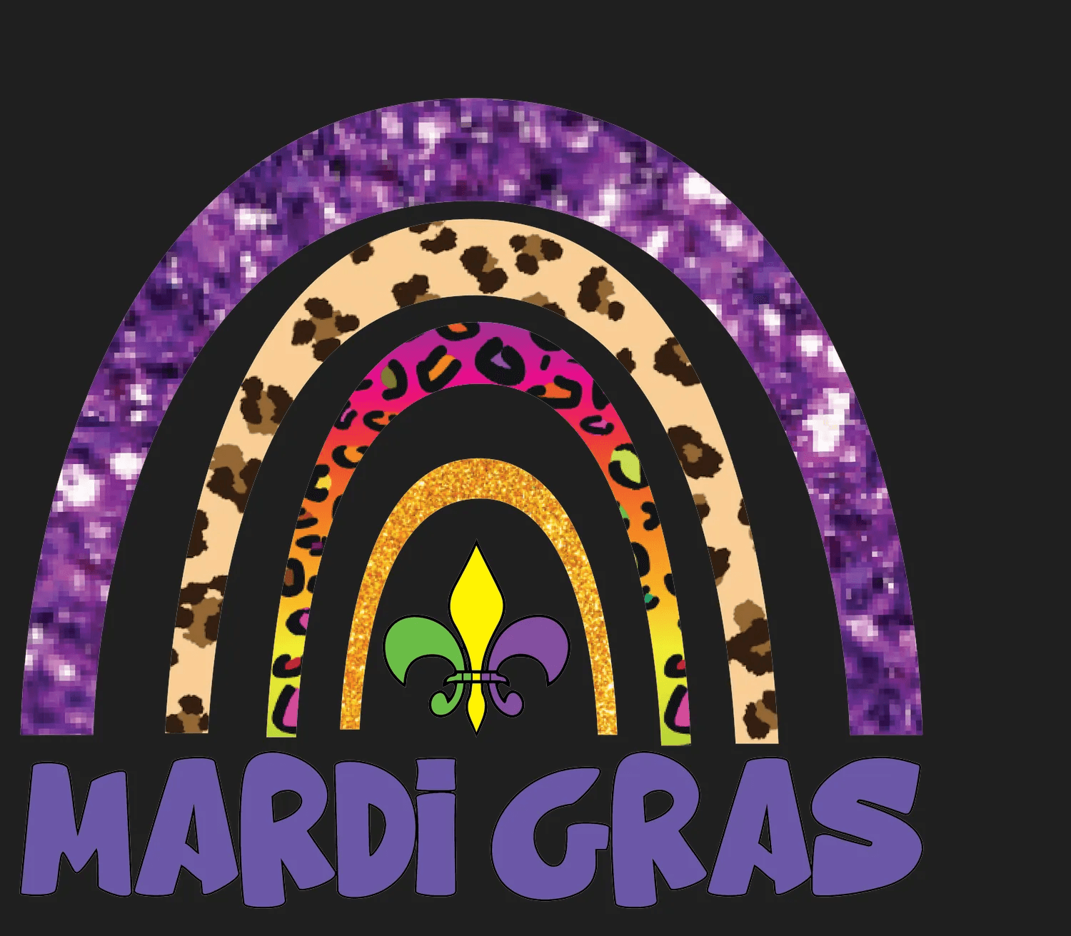 Mardi Gras Rainbow - DTF Ready to Press - Heat Press Transfer