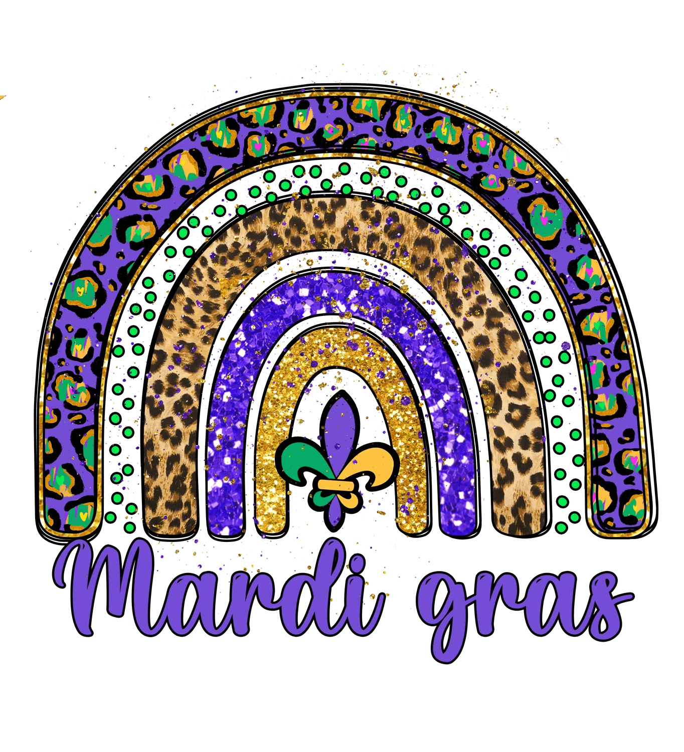 Mardi Gras Rainbow - DTF Ready to Press - Heat Press Transfer