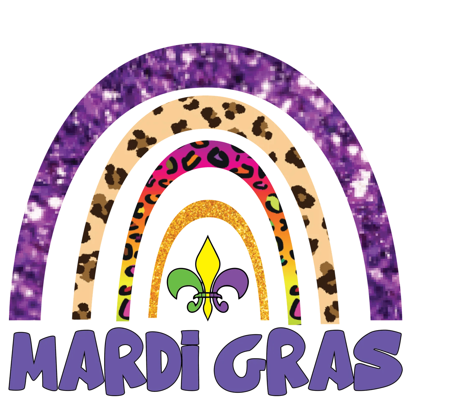 Mardi Gras Rainbow - DTF Ready to Press - Heat Press Transfer