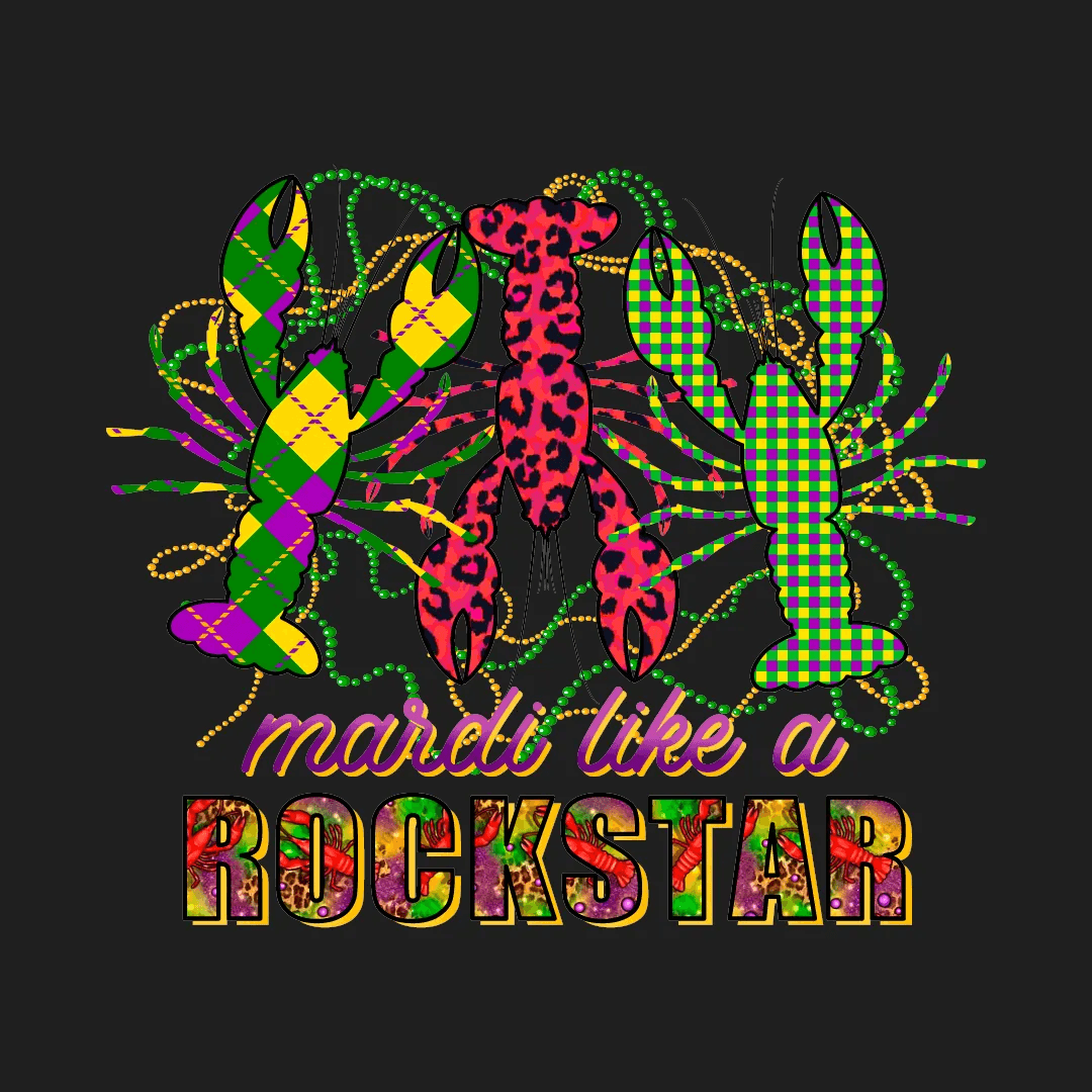 Mardi Gras Rockstar - DTF Ready to Press - Heat Press Transfer
