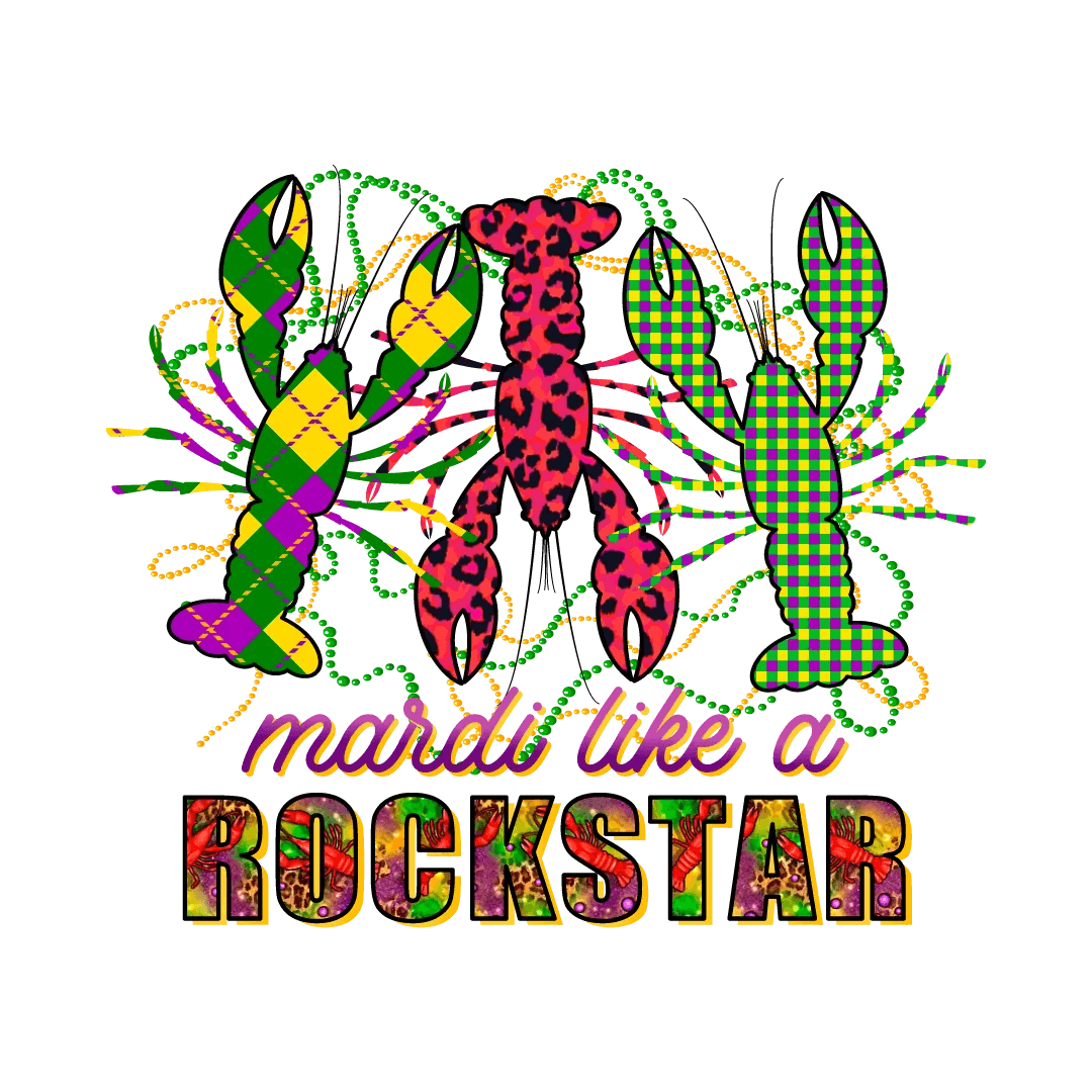 Mardi Gras Rockstar - DTF Ready to Press - Heat Press Transfer