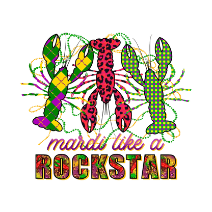Mardi Gras Rockstar - DTF Ready to Press - Heat Press Transfer