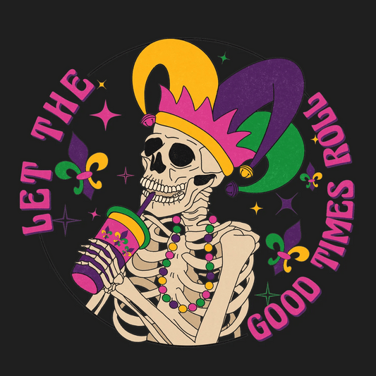 Mardi Gras Skeleton - DTF Ready to Press - Heat Press Transfer