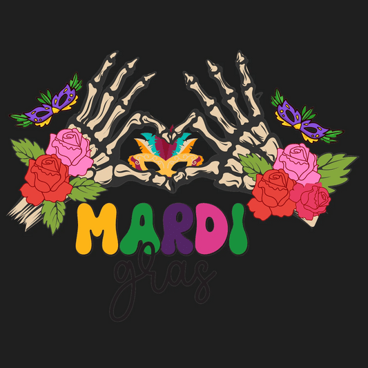 Mardi Gras Skeleton - DTF Ready to Press - Heat Press Transfer