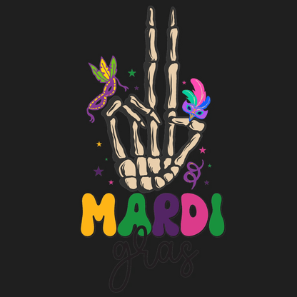Mardi Gras Skeleton - DTF Ready to Press - Heat Press Transfer