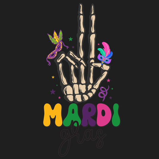 Mardi Gras Skeleton - DTF Ready to Press - Heat Press Transfer
