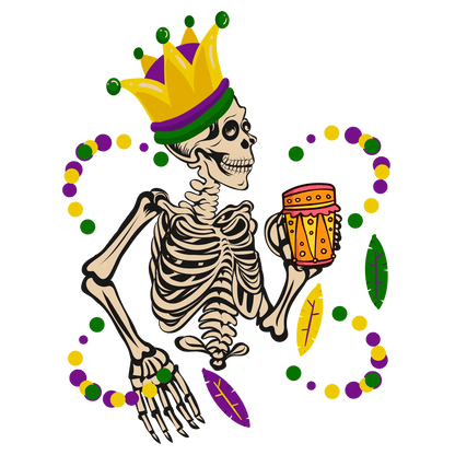 Mardi Gras Skeleton - DTF Ready to Press - Heat Press Transfer
