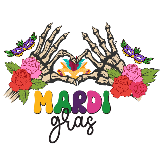 Mardi Gras Skeleton - DTF Ready to Press - Heat Press Transfer