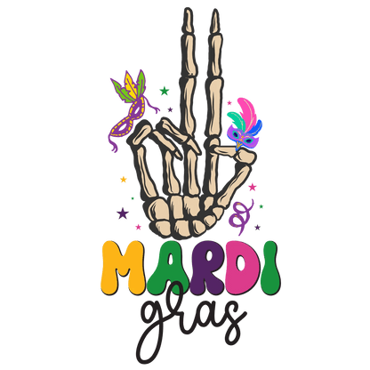 Mardi Gras Skeleton - DTF Ready to Press - Heat Press Transfer
