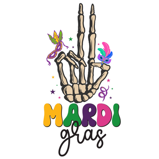 Mardi Gras Skeleton - DTF Ready to Press - Heat Press Transfer