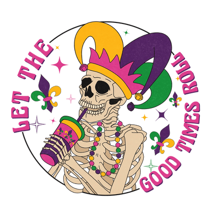 Mardi Gras Skeleton - DTF Ready to Press - Heat Press Transfer