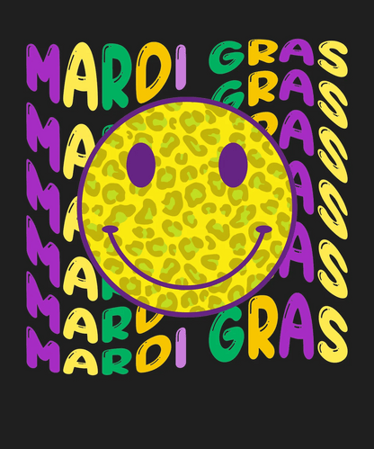 Mardi Gras Smile - DTF Ready to Press - Heat Press Transfer