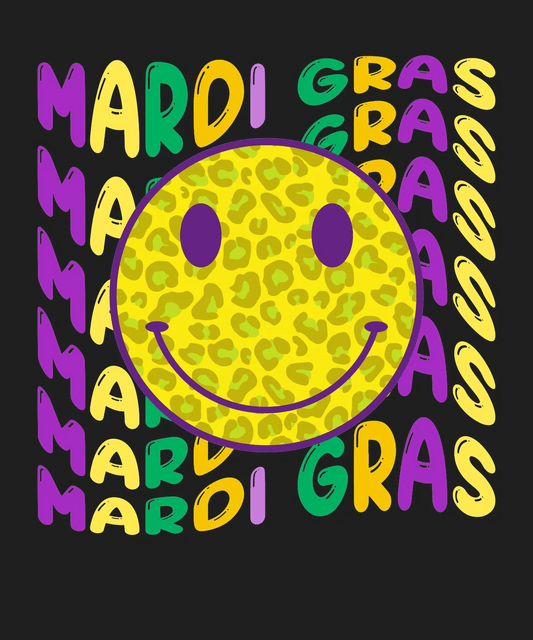 Mardi Gras Smile - DTF Ready to Press - Heat Press Transfer